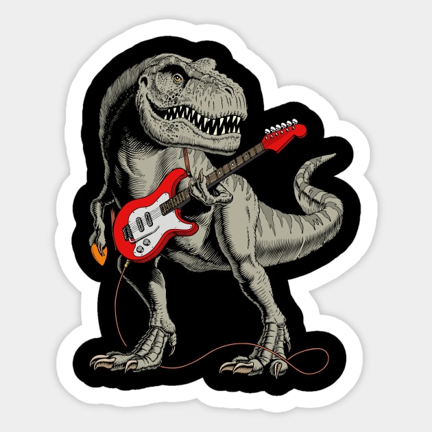 Dinosaur playing Electric Guitar Sticker by WorldDinosaurs